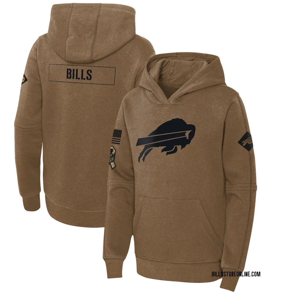 Youth Buffalo Bills Brown 2023 Salute to Service Club Fleece Pullover Hoodie